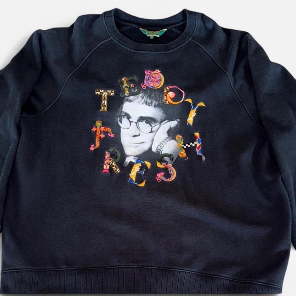 Elton John x Teddy Fresh Black Graphic Crewneck Sweater